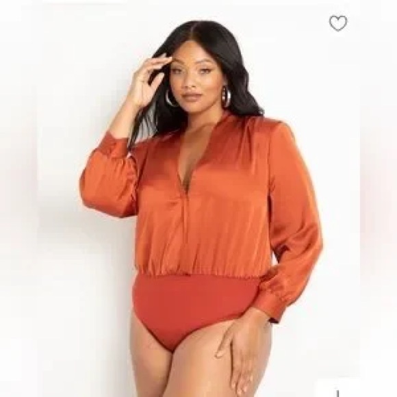 Eloquii Satin Strong Shoulder Body Suit -Picante Size 22 - Picture 7 of 7